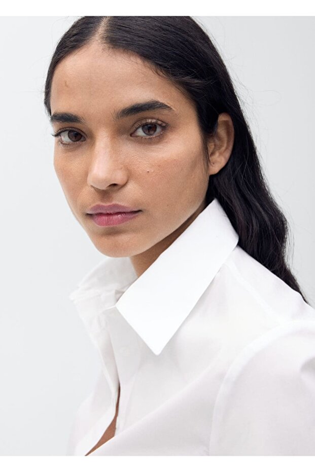 Dar kesim pamuklu gömlek - 5