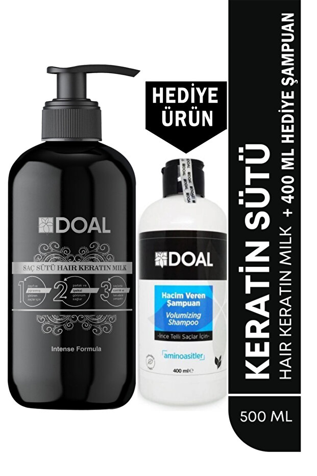 Güçlendirici, Besleyici Ve Onarıcı Saç Bakım Sütü Keratin & Biotin 500 ml Şampuan Hediye - 1