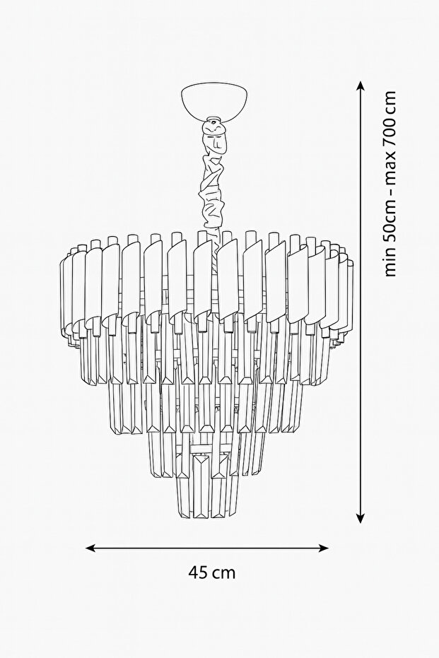 Palmira 45'lik Kristal Taşlı Lüks Avize - (sarı-yaldız) - 8