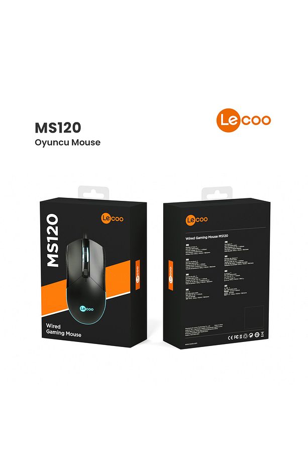 Ms120 Usb Kablolu 2400dpı 4 Tuşlu Rgb Led Aydınlatmalı Optik Gaming Optik Mouse Siyah - 8