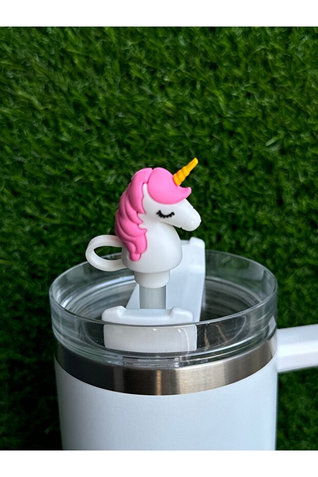Unicorn Termos Pipet Süsü/Unicornlu Pipet Tıpası/Hayvan Figür Pipet Kılıfı - 8