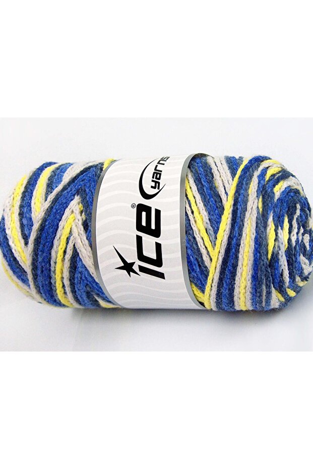 2X200Gr. Saver Chain Color Acrylic White, Yellow, Blue Shades Summer Yarns, Flat Yarns, Batik De