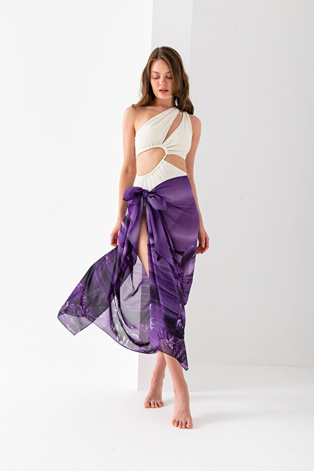 Aquarium Dolphin Pattern Chiffon Pareo, Digital Printing, Quick Dry Pareo, 200X100Cm, Beach Clothing, Pareo