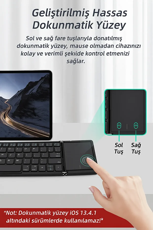 Windows İOS Android Tablet Telefon Için Taşınabilir Mini Katlanır Kablosuz Bluetooth 5.1 Klavye - 5