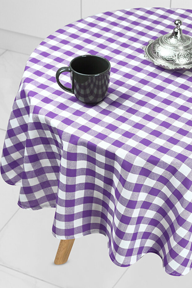 Gingham Round Large Square Tablecloth - 2