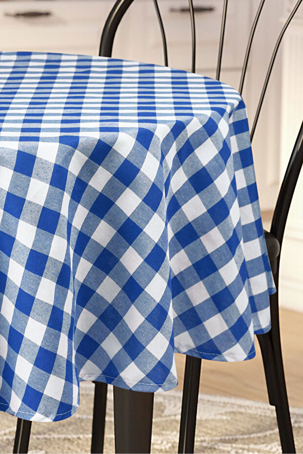 مفرش طاولة مربع كبير مستدير من القماش القطني - 3