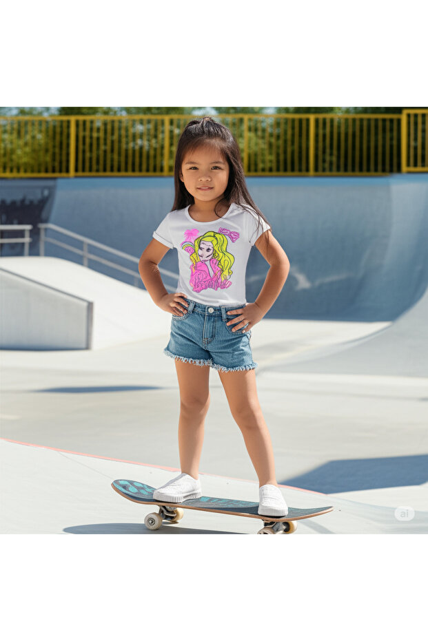 2025 Summer New Season Girl's 1 Piece Printed First Quality Combed T-Shirt