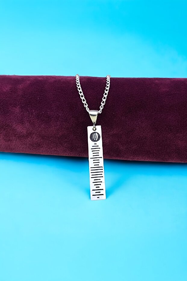 Gümüş Spotify Kodlu Ses Dalgası Kolye - 1