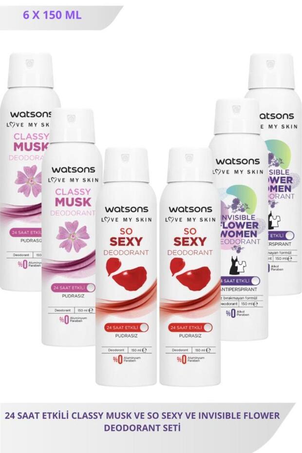 Classy Musk 150 ml X2 Ve So Sexy 150 ml X2 Ve Invisible Flower 150 ml X2 Deodorant Seti - 1