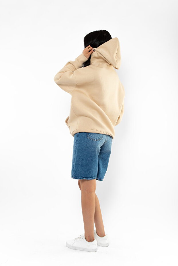 هوديي أساسي كبير الحجم للجنسين باللون البيج - 7