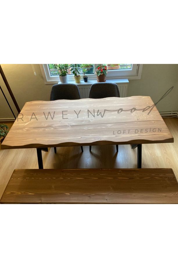 Raweyn Masif Ağaç Yemek Masası 60cmx120cmx76cm- Acık Ceviz- V Ayak - 4