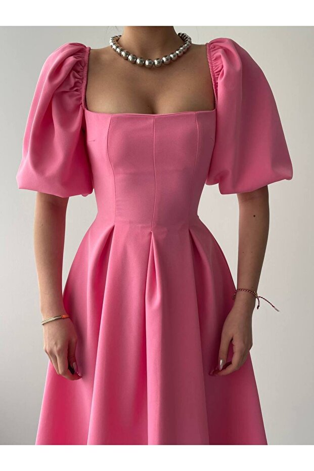 Benjamin Balon Kol Midi Elbise - 2