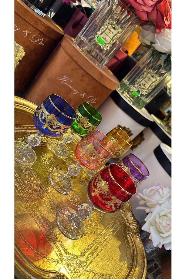 ESTERHOMEDECOR 6’lı Yaldız işlemeli kristal kahve yanı bardak 250ml - 8