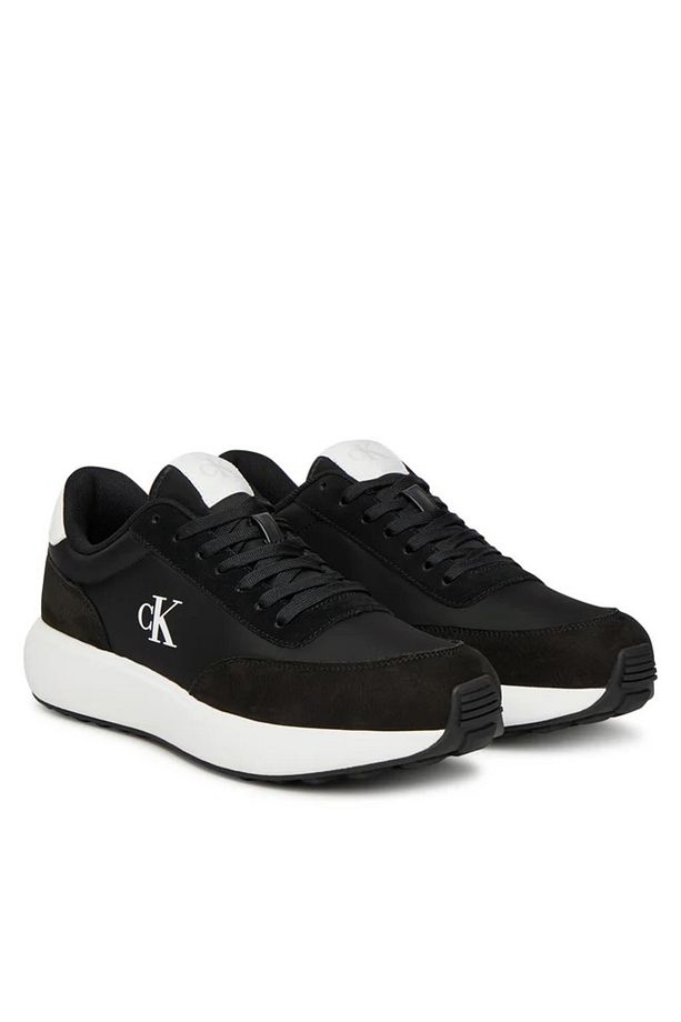Erkek Rahat Yüksek Taban CK Logolu Deri Siyah Sneaker YM0YM01370-0GM - 2