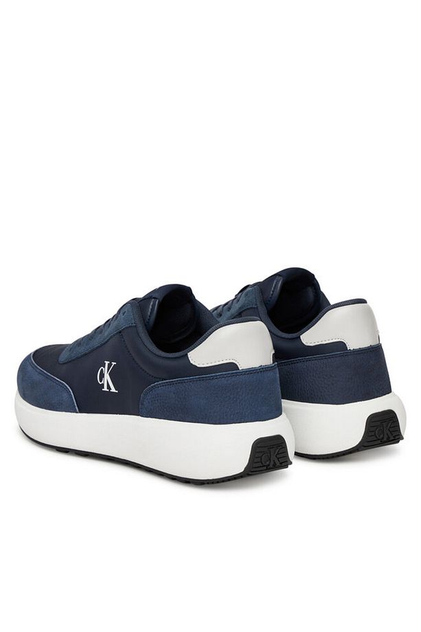Erkek Rahat Yüksek Taban CK Logolu Deri Lacivert Sneaker YM0YM01370-0G7 - 3