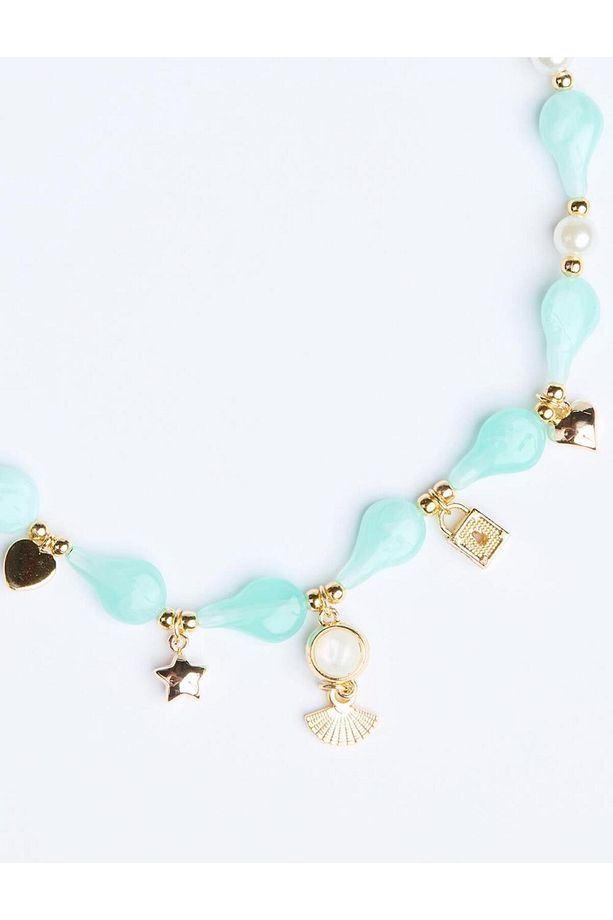 Yeşil Çoklu Charm Detaylı Ayarlanabilir Kolye - 3
