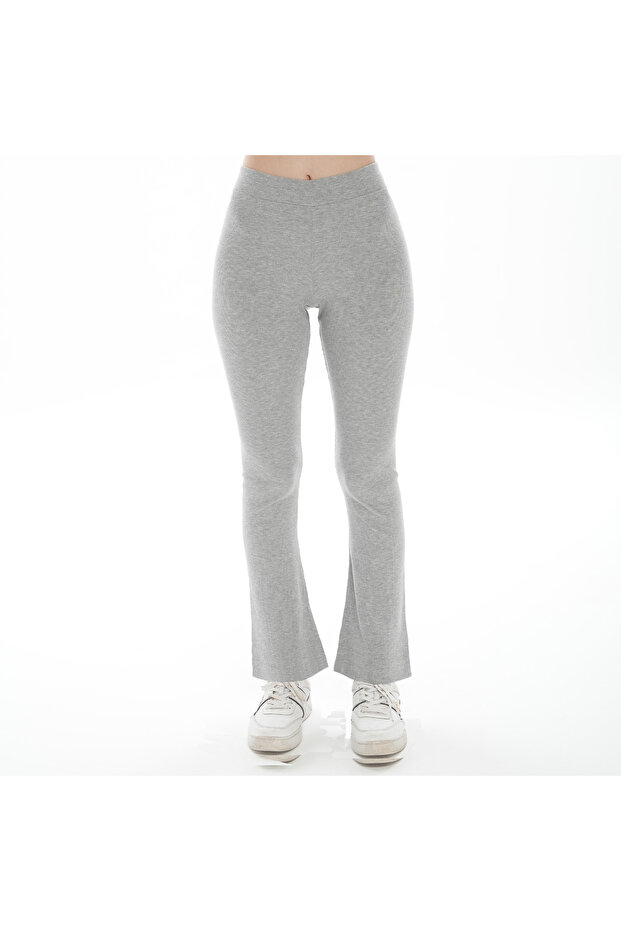 Women's Ribbed Spanish Leg Gray Leggings (with Plus Size Option)