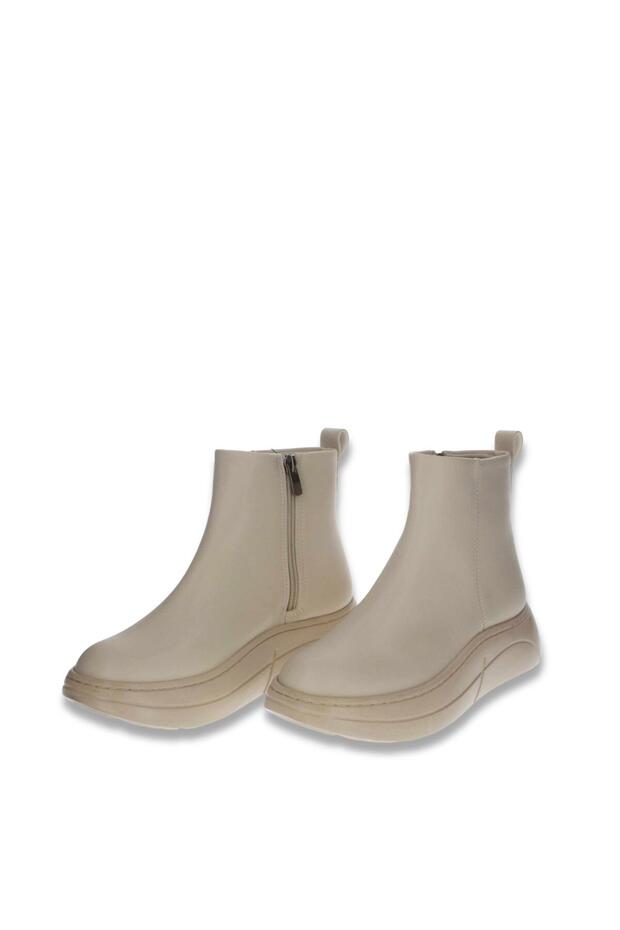 Kadın Bej Fermuarlı Yüksek Taban Bot - 2