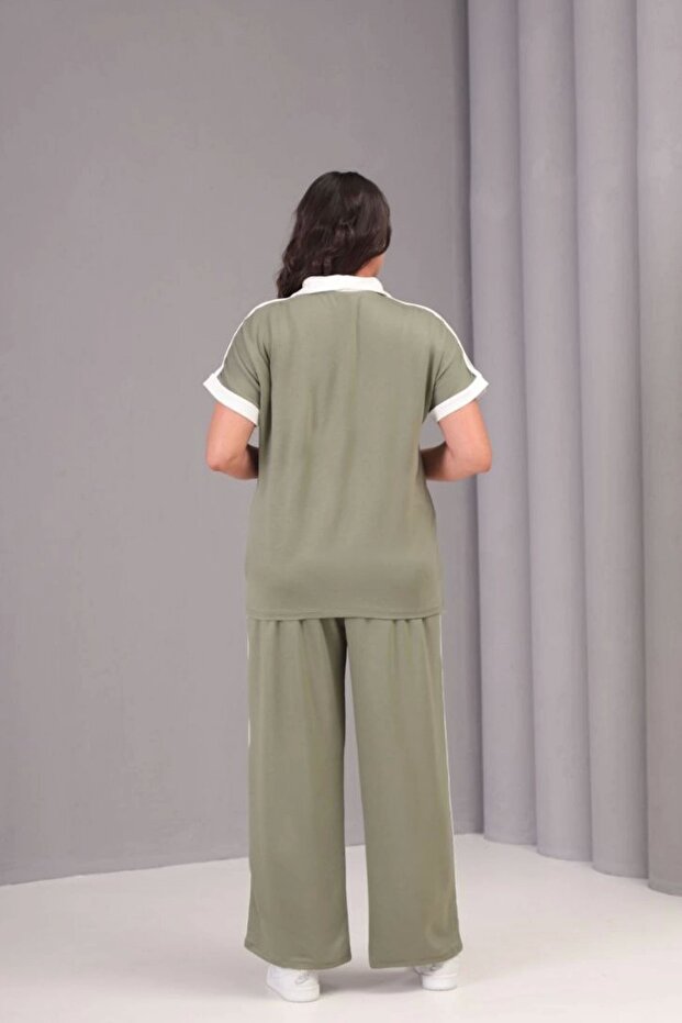 بدلة مخططة بأزرار على الياقة - 3