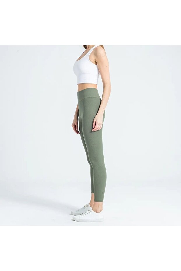 Kadın Tayt Fitilli Pamuklu Yüksek Bel - 4