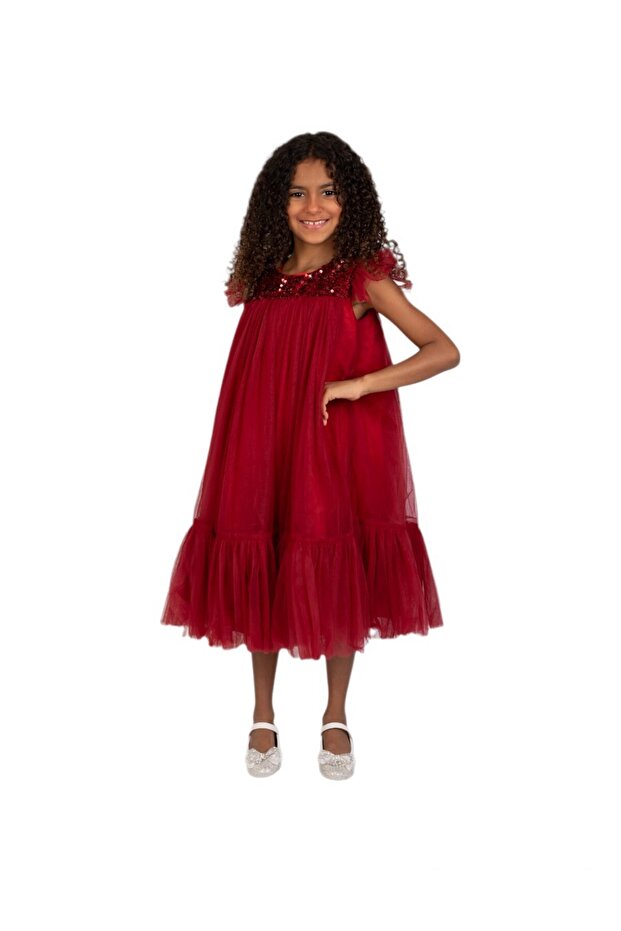 Sequins Sparkle Dark Red Party Dress