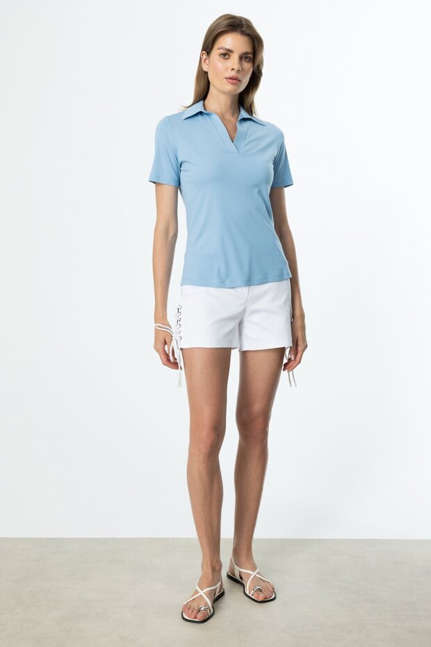 Polo Yaka Basic Bluz - 2