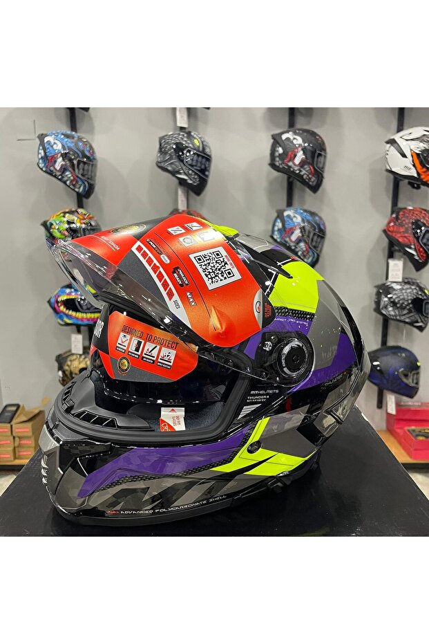 Helmets Kask Thunder 4 Sv Valıant B2 Parlak Gri Mor Sarı - 2