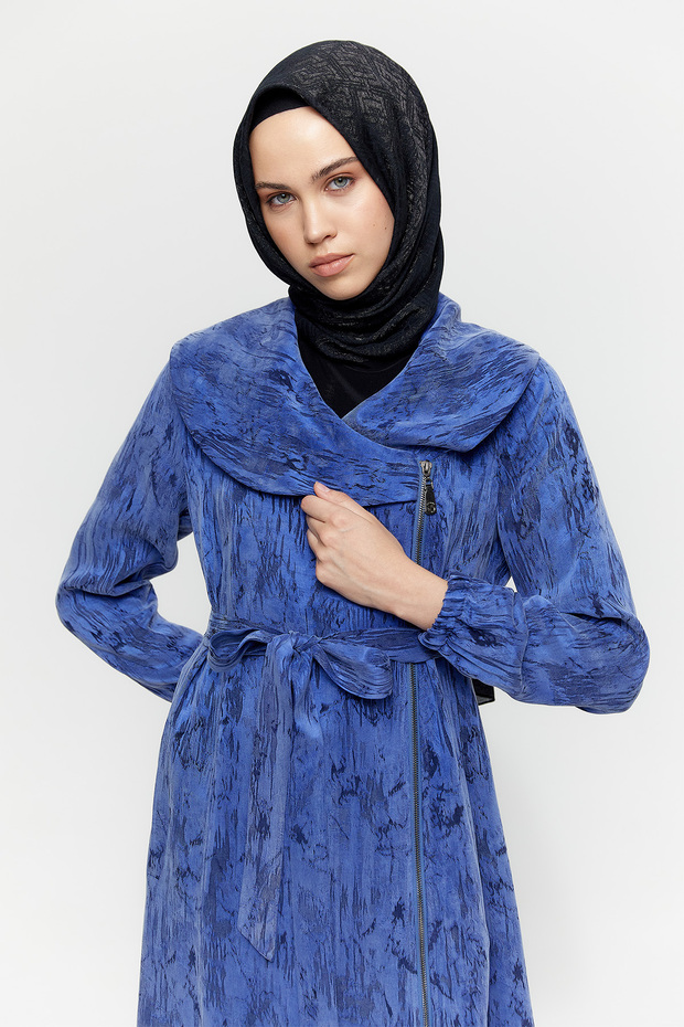 Fermuarlı Lyocell Pardösü - 4