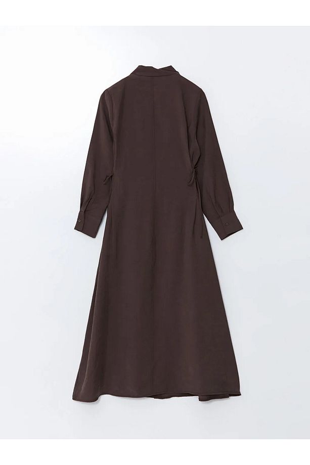 LCW Modest Kahverengi Modal Karışımlı Gömlek Elbise - 6