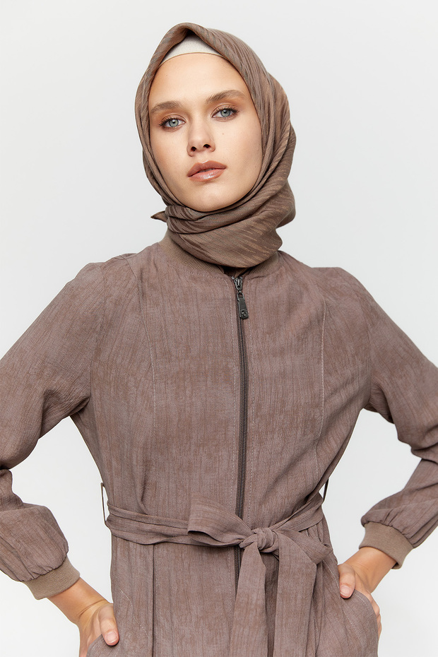 Fermuarlı Bomber Pardösü - 4