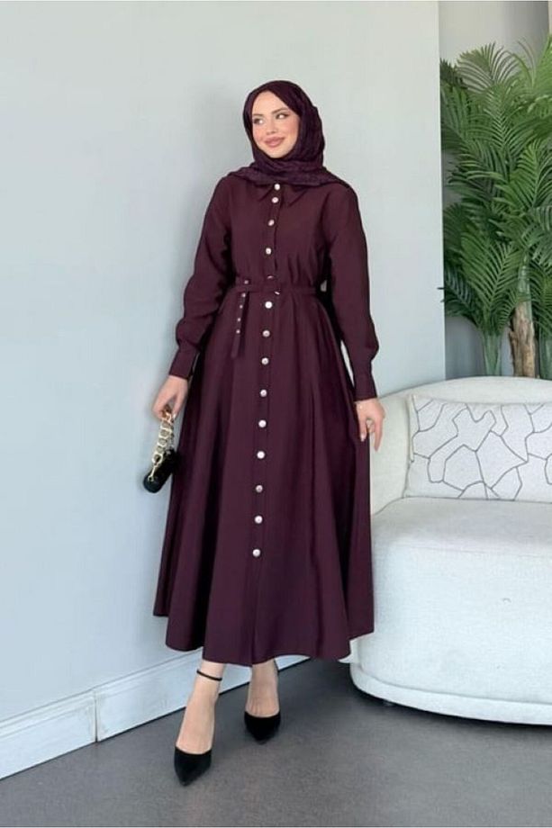 Simay Düğmeli Elbise - 3