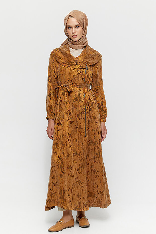 Fermuarlı Lyocell Pardösü - 1