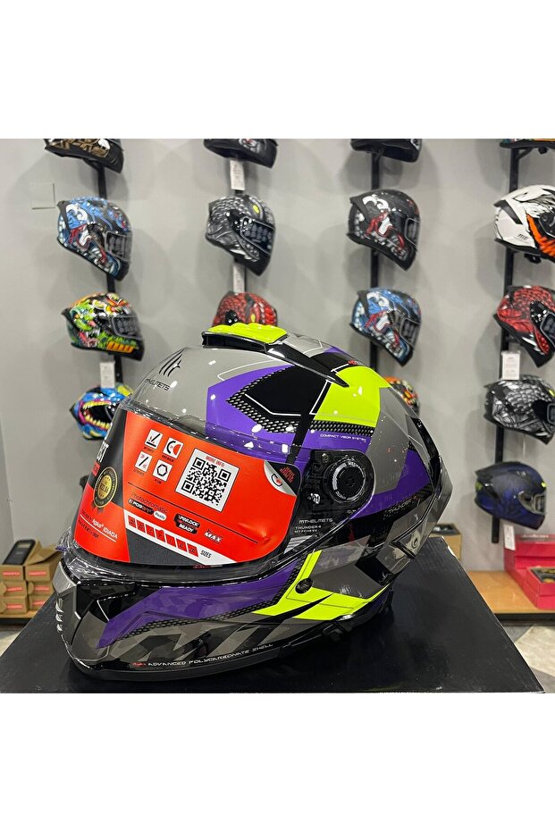 Helmets Kask Thunder 4 Sv Valıant B2 Parlak Gri Mor Sarı - 3