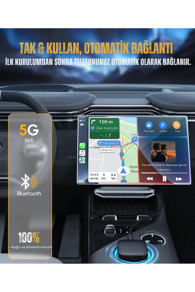 Wireless CarPlay ve Android Auto Dönüştürücü | Netflix & YouTube Destekli 3 in 1 AI Box Lite - 5