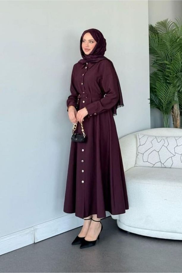 Simay Düğmeli Elbise - 2