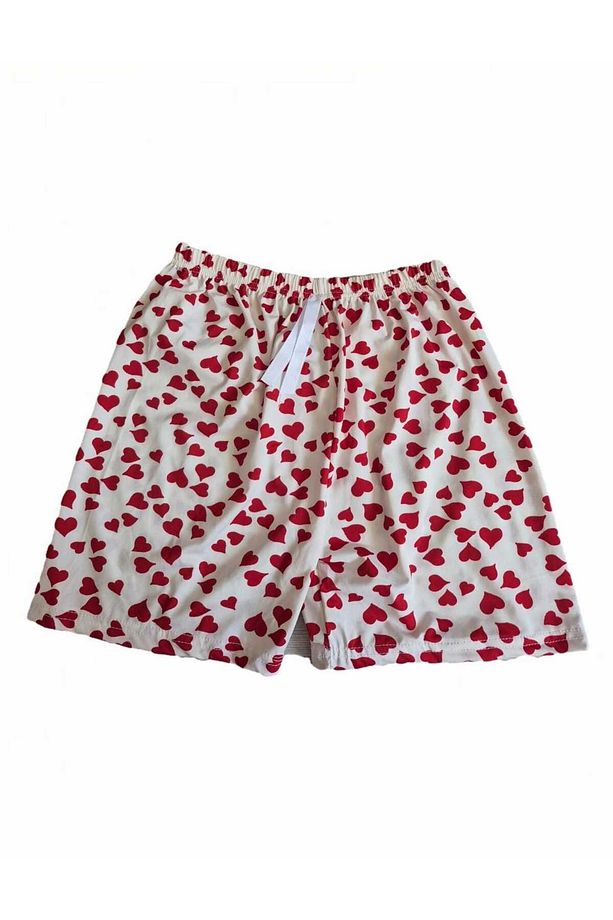 Milan Gece Pijama Şort Kalp Desenli - 3