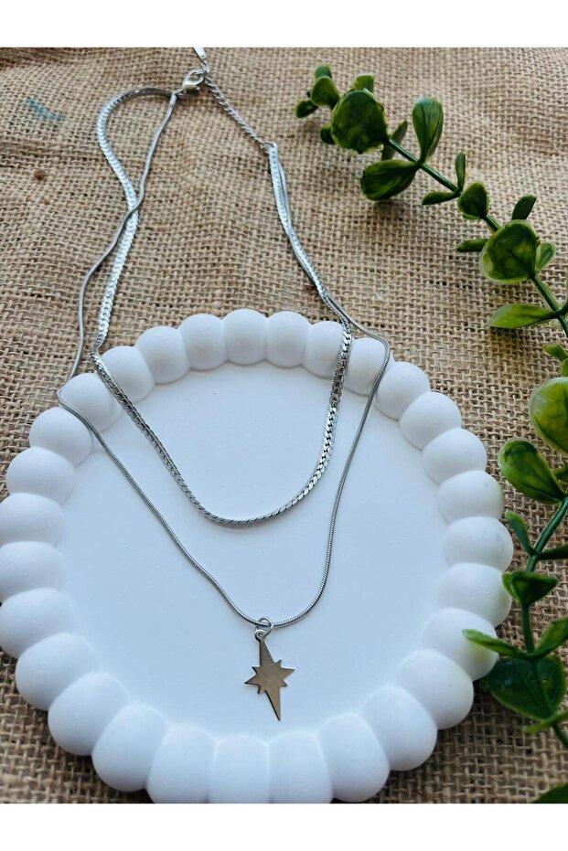 North, Polar Star Snake Double Steel Necklace