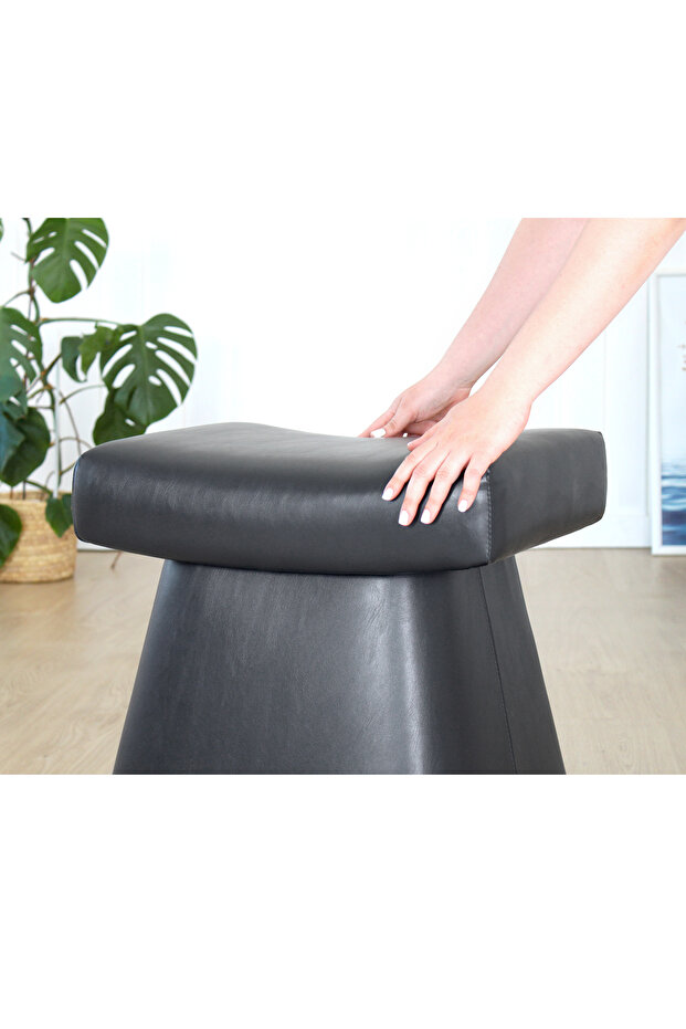 Dambert Deri Puf - Siyah - 3