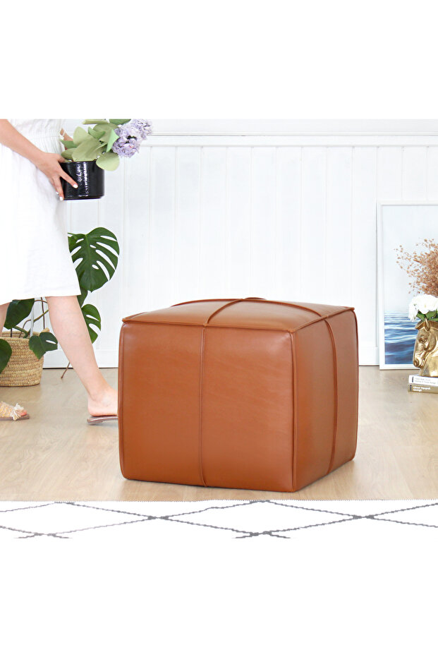 Ottowel Deri Puf - Taba - 5