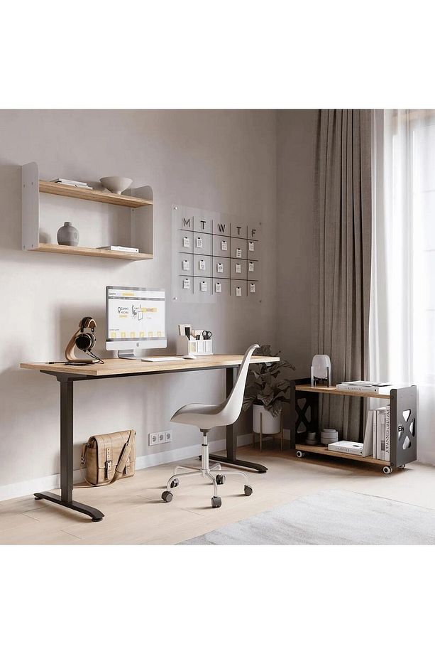 Tekerlekli Raf Ünitesi 2 Katlı Banyo Rafı Mutfak Rafı Ofis Rafı Servis Sehpası Organizer (kahve) - 2
