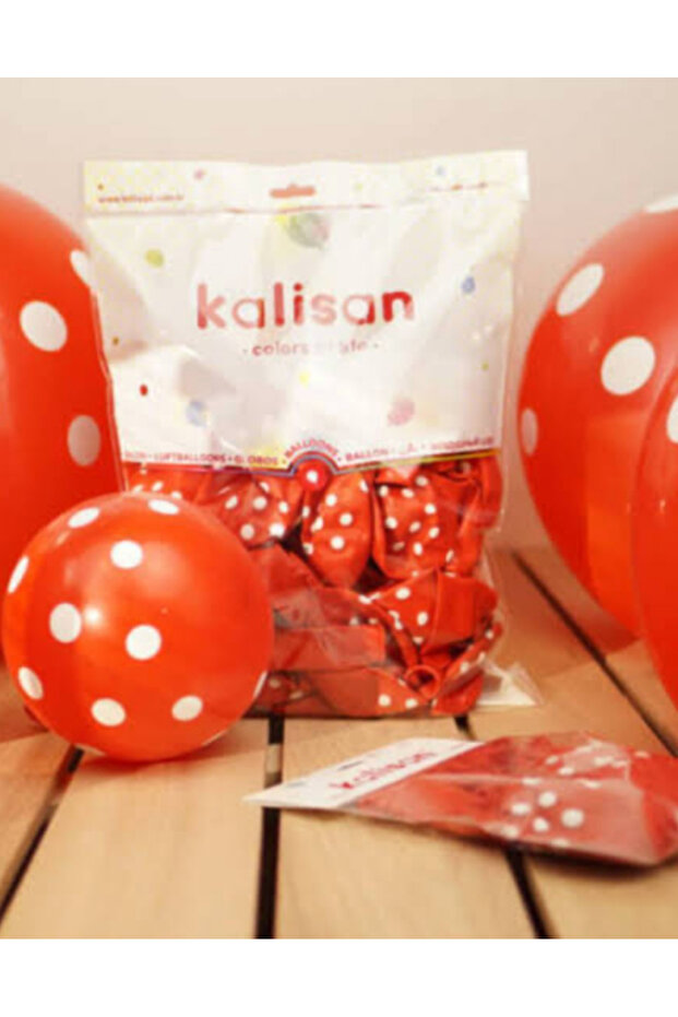 Red Polka Dot Balloon 12 Inch Kalisan Red with White Polka Dots 25 Pcs