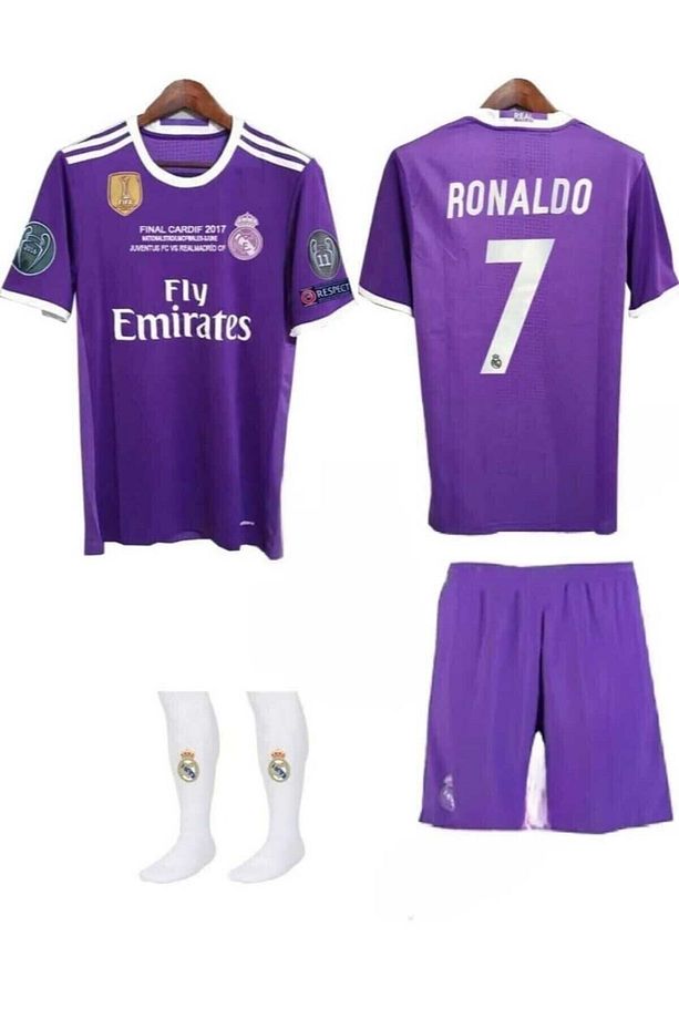 R.e.a.l M.a.d.r.i.d 2017 Cardiff Şampiyonlar Ligi Cristiano Ronaldo Çocuk Forması 4'lü Set (armalı) - 2