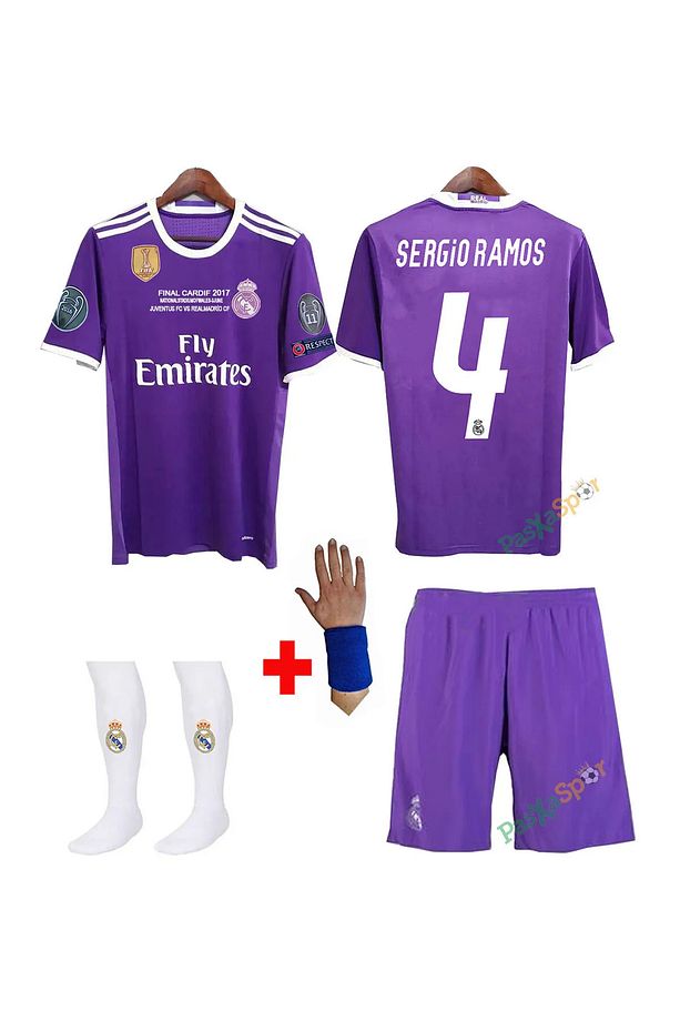 Sergio Ramos R.e.a.l M.a.d.r.i.d 2017 Cardiff Şampiyonlar Ligi Finali Çocuk Forması (Hediyeli) - 1