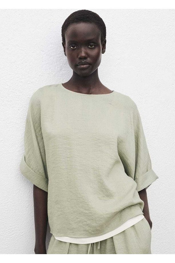 Oversize, Kıvrık Kollu Bluz - 1