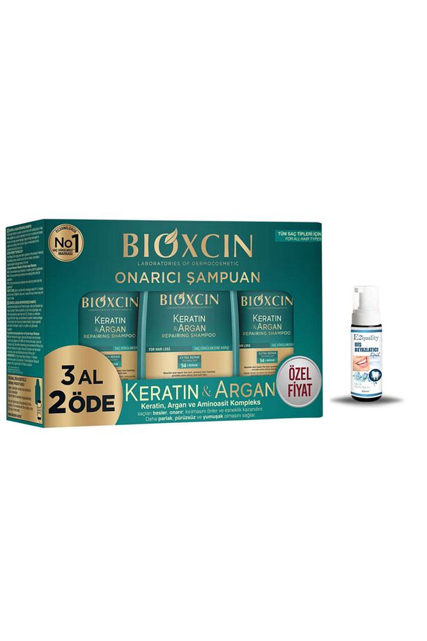 Keratin Ve Argan Onarıcı Şampuan 300 ml - 3 Al 2 Öde Hediye Diş Beyazlatıcı Köpük - 1