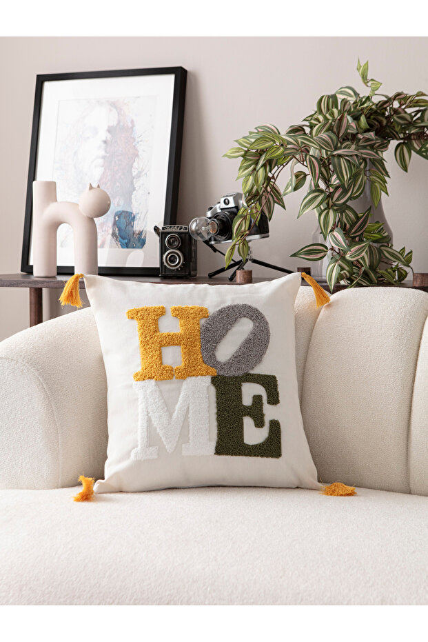 Comfort Series Punch Embroidered Linen Throw Pillow Cover 43X43 cm