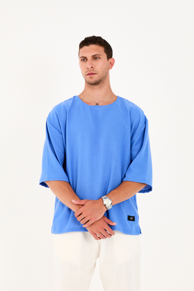 Erkek Fakir Kol Oversize T-shirt - 1