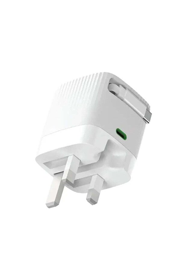 Gan Adapter 65W Retractable Cable PD 3.0, 70 cm Retractable Cable, Multiple Protection-Wh