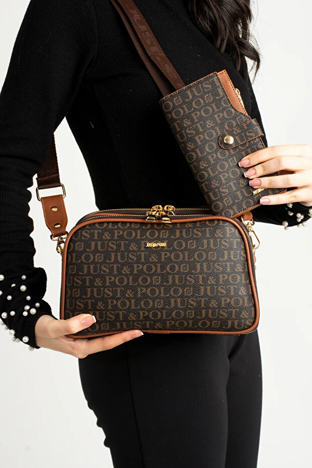 Women's Medium Size Faux Leather Printed Shoulder Bag & Wallet Combination (Size: Width 28 X Length 17 cm) Shopper