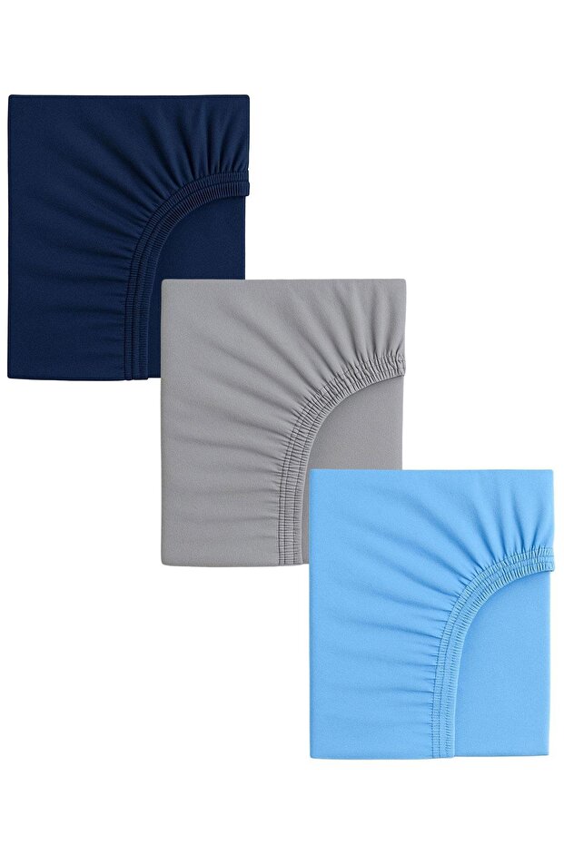 3 Pieces Cotton and Elastic 60 X 120 X 15 cm Combed Cotton Baby Bedsheet